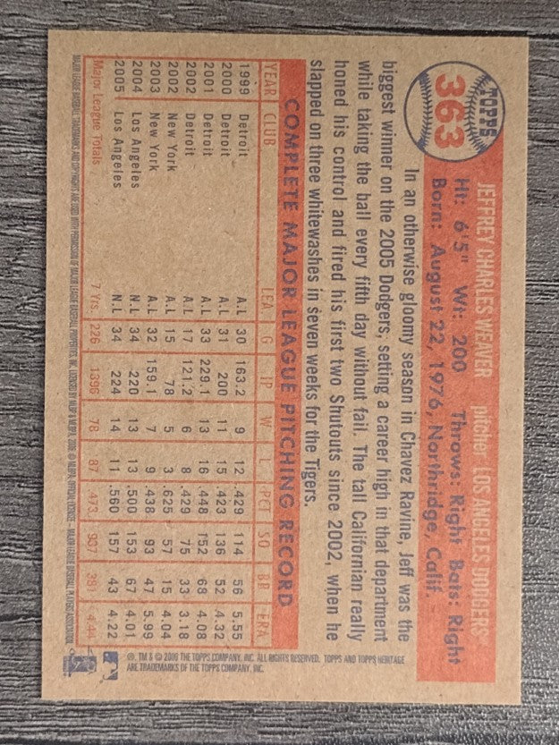 2006 Topps Heritage #363 Jeff Weaver