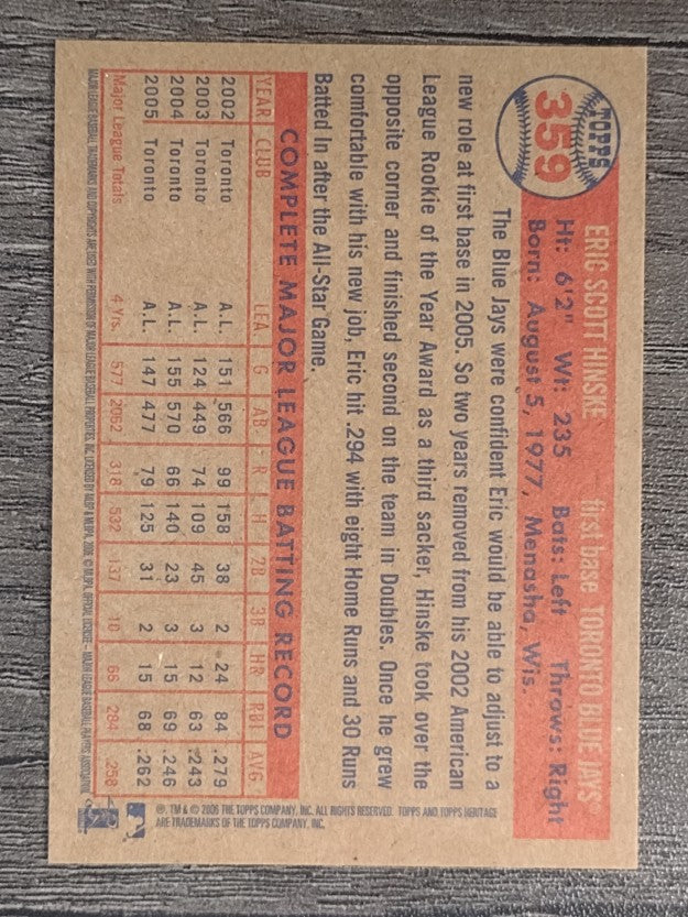 2006 Topps Heritage #359 Eric Hinske