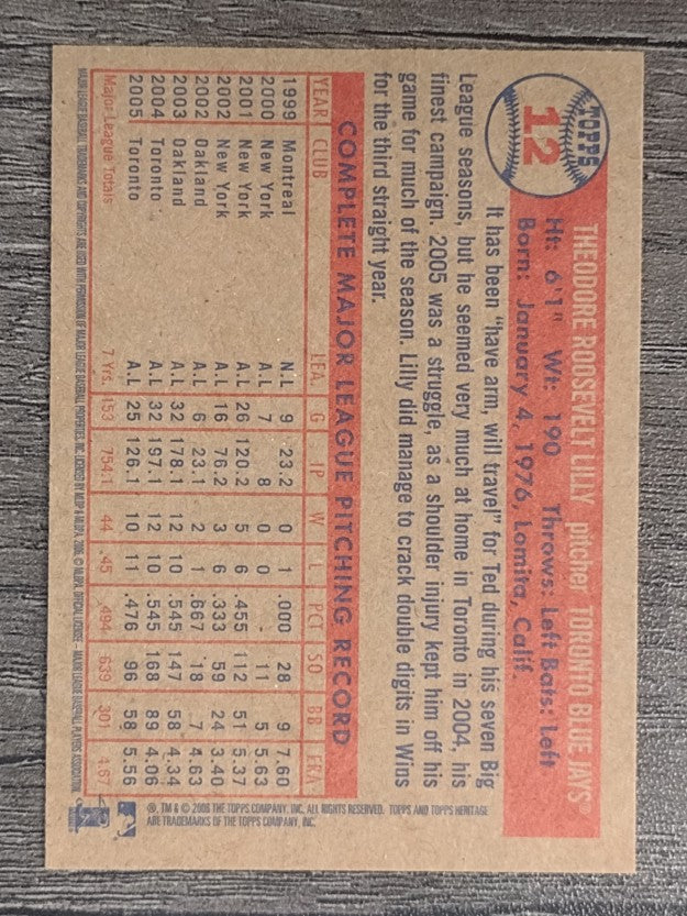2006 Topps Heritage #12 Ted Lilly