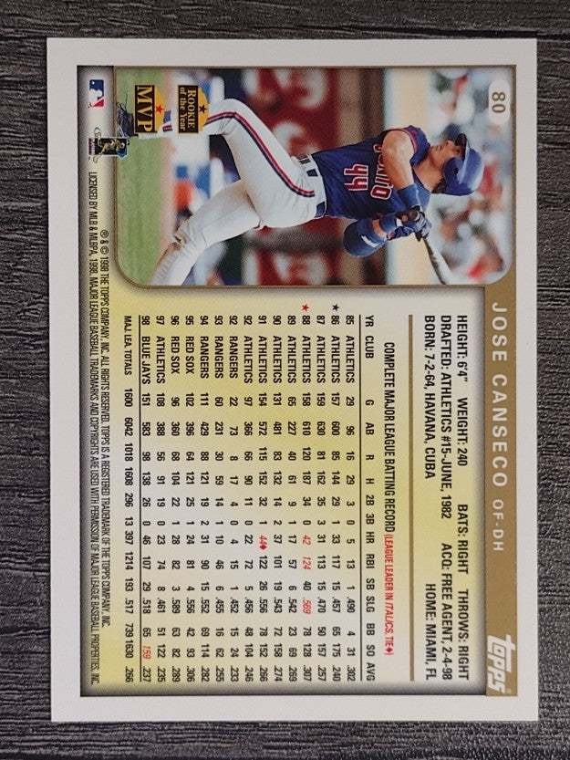 1999 Topps #80 Jose Canseco