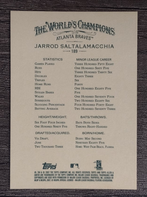 2007 Topps Allen and Ginter #189 Jarrod Saltalamacchia