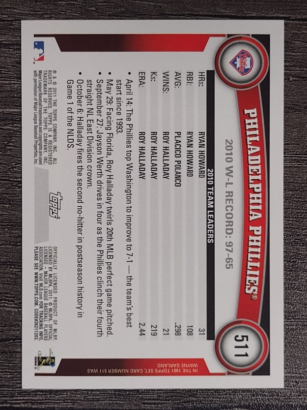 2011 Topps #511 Philadelphia Phillies TC