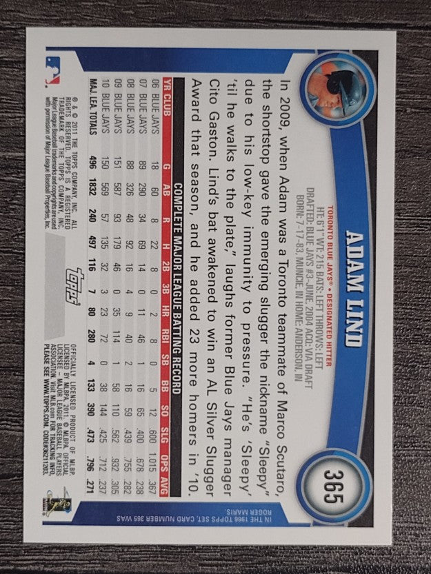 2011 Topps #365 Adam Lind