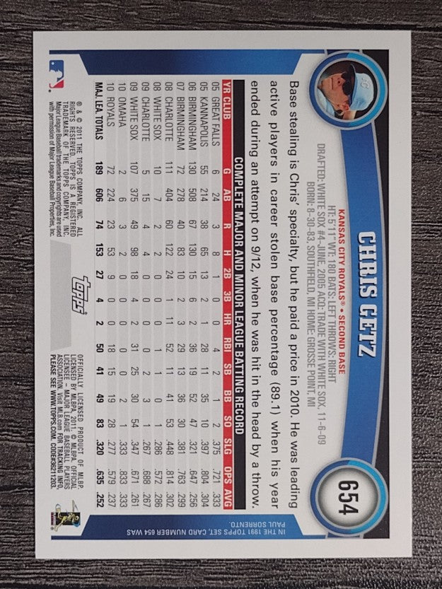 2011 Topps #654 Chris Getz