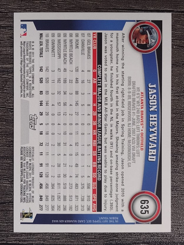 2011 Topps #635 Jason Heyward