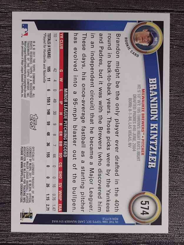 2011 Topps #574 Brandon Kintzler RC