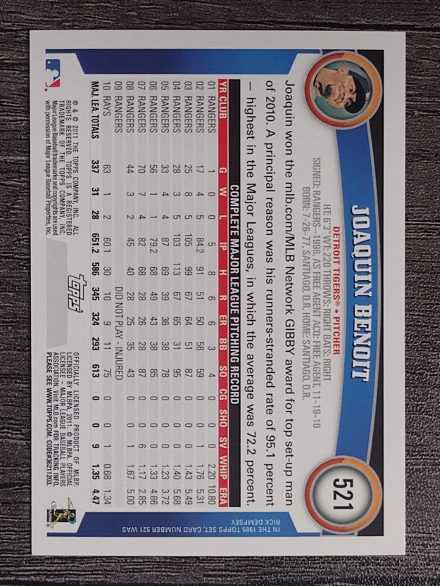 2011 Topps #521 Joaquin Benoit