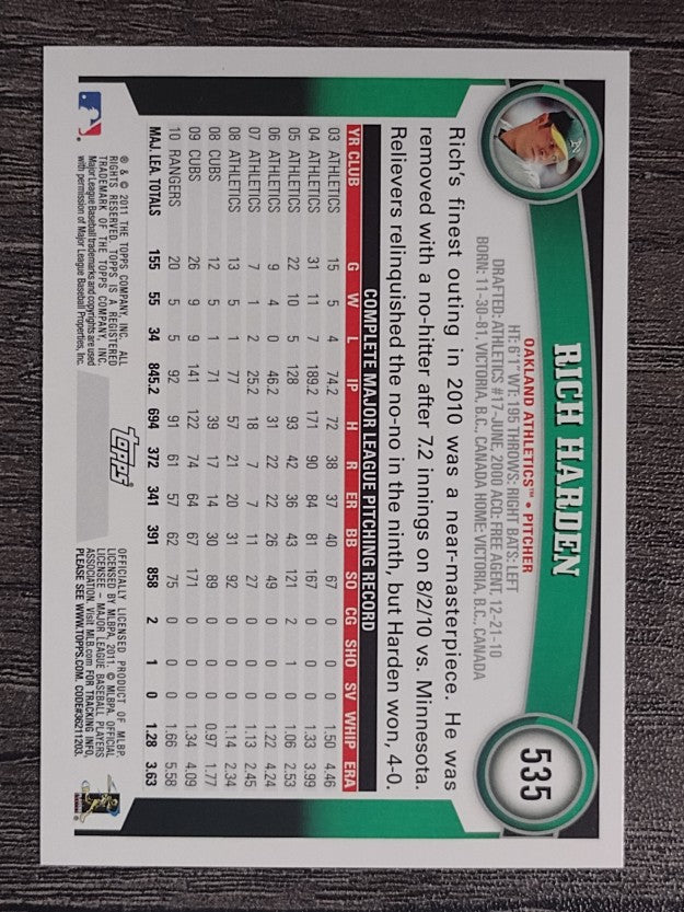2011 Topps #535 Rich Harden