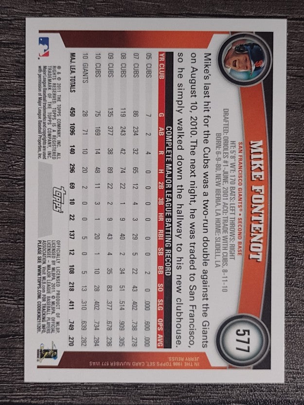 2011 Topps #577 Mike Fontenot