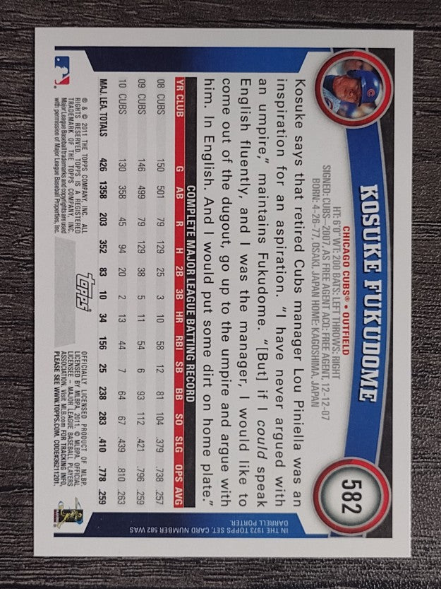 2011 Topps #582 Kosuke Fukudome