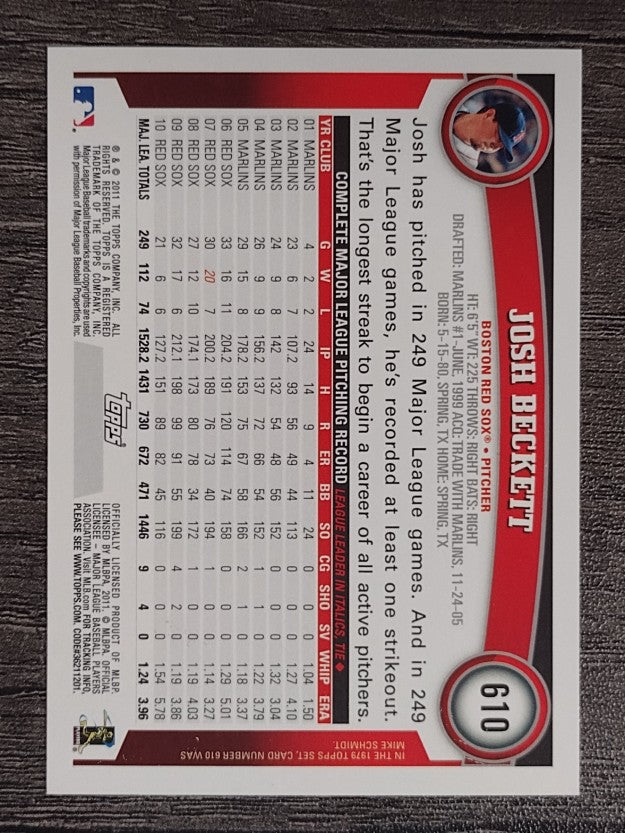 2011 Topps #610 Josh Beckett