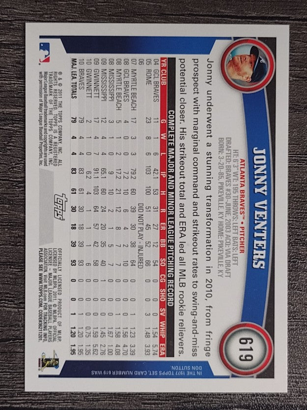 2011 Topps #619 Jonny Venters