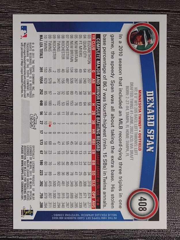 2011 Topps #408 Denard Span