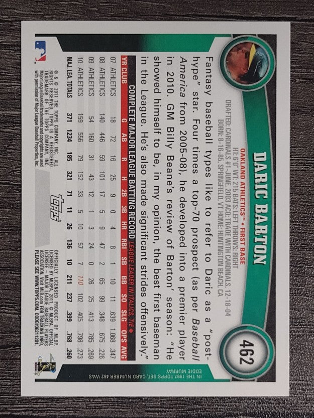 2011 Topps #462 Daric Barton