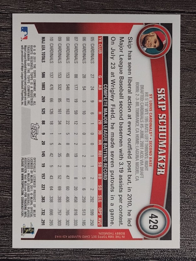 2011 Topps #429 Skip Schumaker