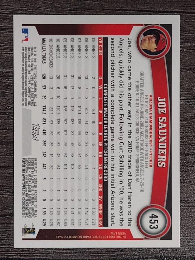 2011 Topps #453 Joe Saunders