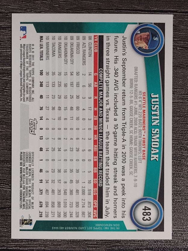 2011 Topps #483 Justin Smoak RC