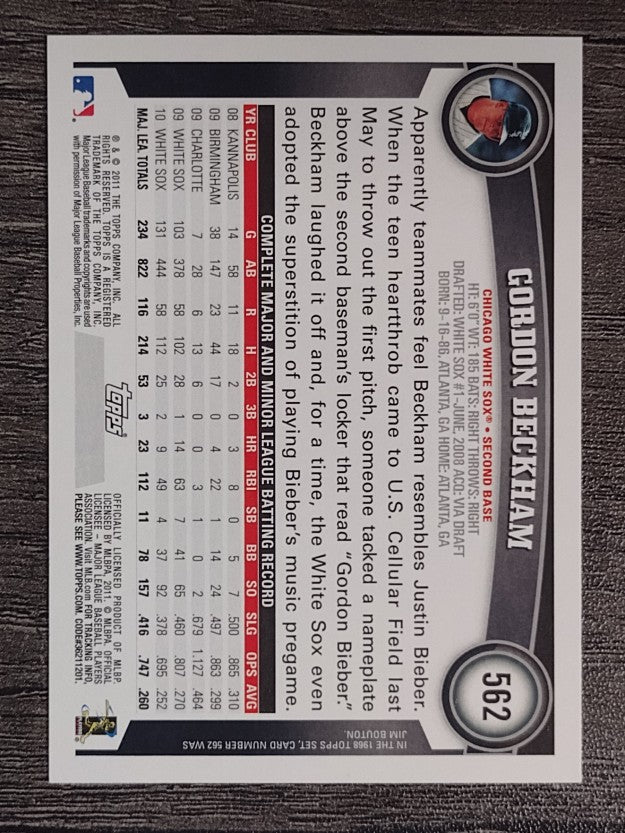 2011 Topps #562 Gordon Beckham