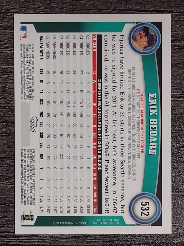 2011 Topps #532 Erik Bedard