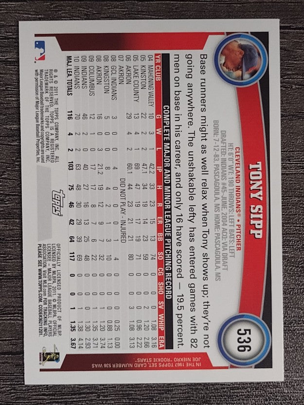 2011 Topps #536 Tony Sipp RC