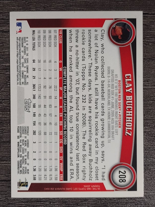 2011 Topps #208 Clay Buchholz