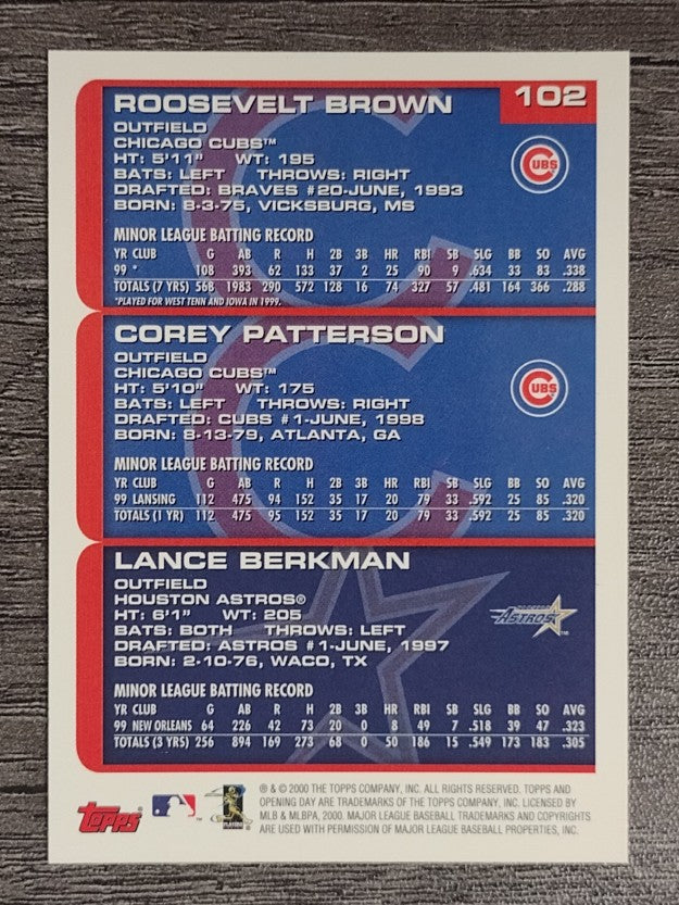 2000 Topps Opening Day #102 Lance Berkman/Corey Patterson
