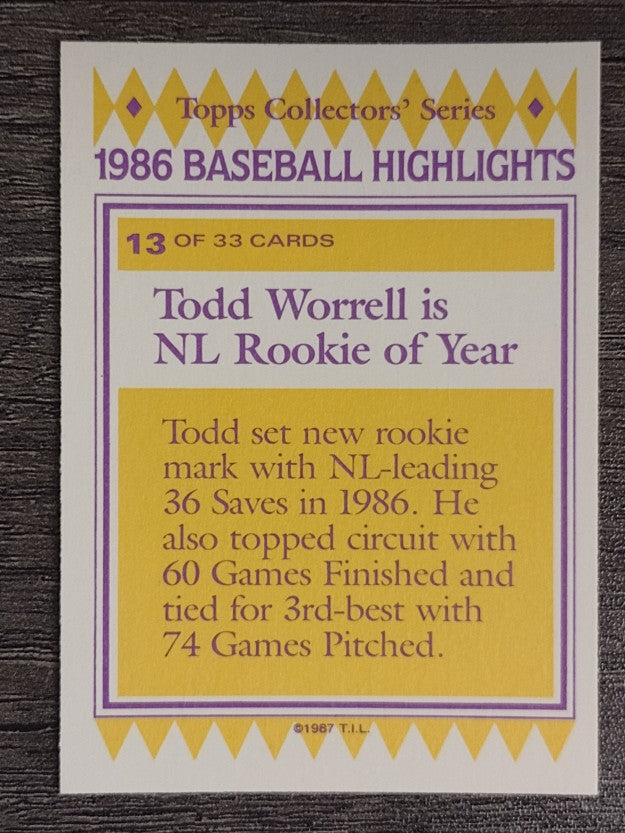 1987 Woolworth's Topps #13 Todd Worrell