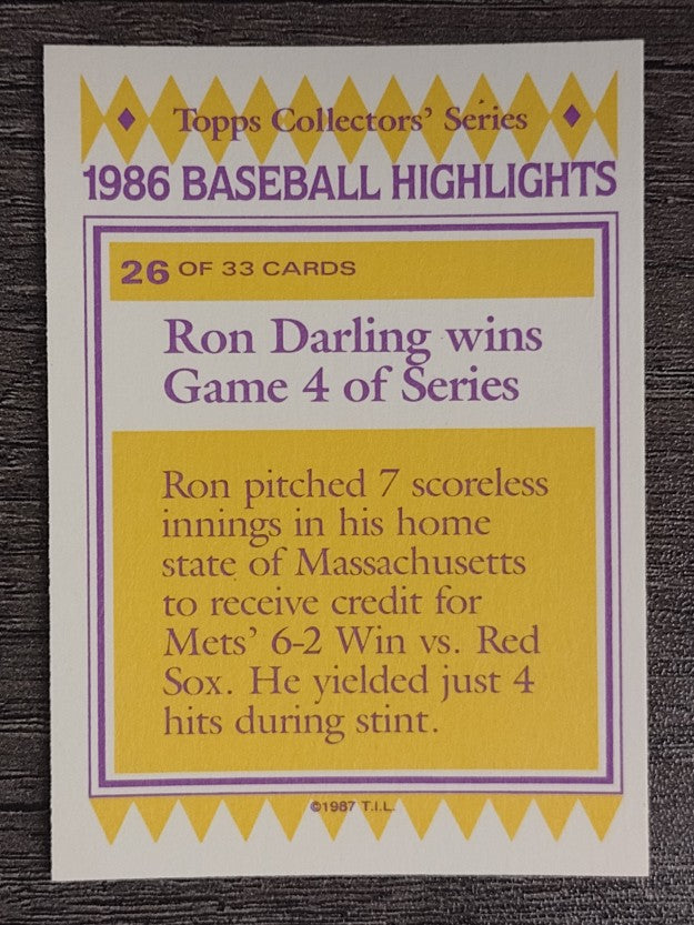1987 Woolworth's Topps #26 Ron Darling