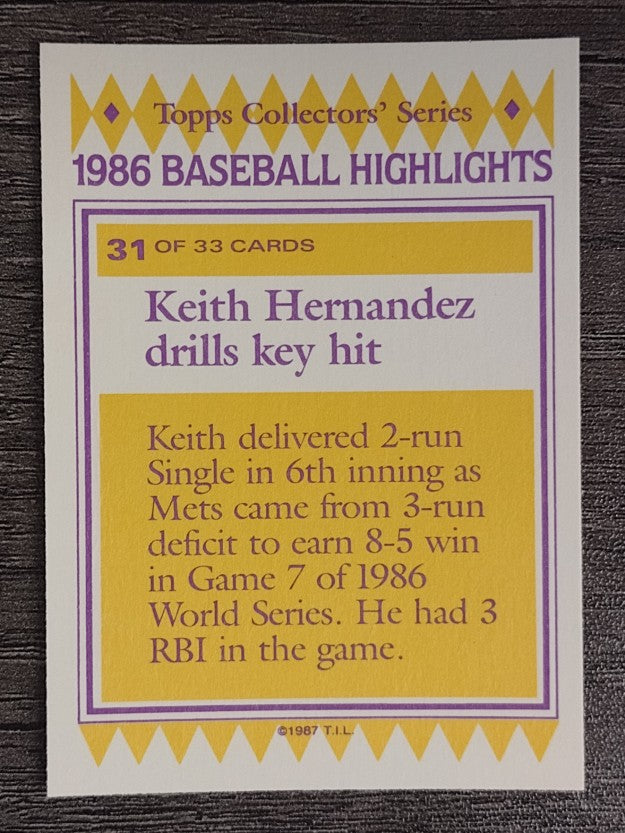 1987 Woolworth's Topps #31 Keith Hernandez