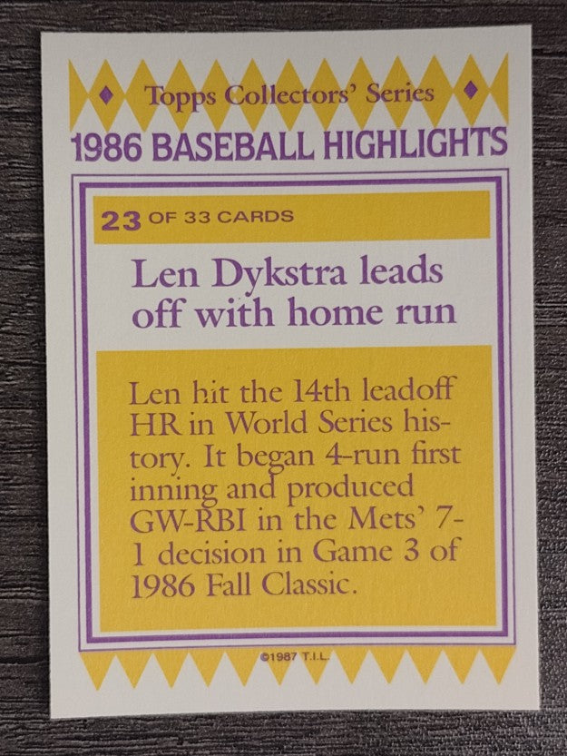 1987 Woolworth's Topps #23 Len Dykstra