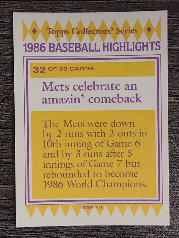 1987 Woolworth's Topps #32 Mets Celebration