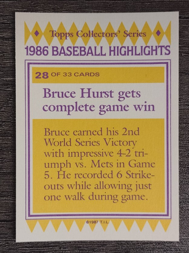 1987 Woolworth's Topps #28 Bruce Hurst