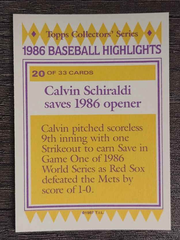 1987 Woolworth's Topps #20 Calvin Schiraldi