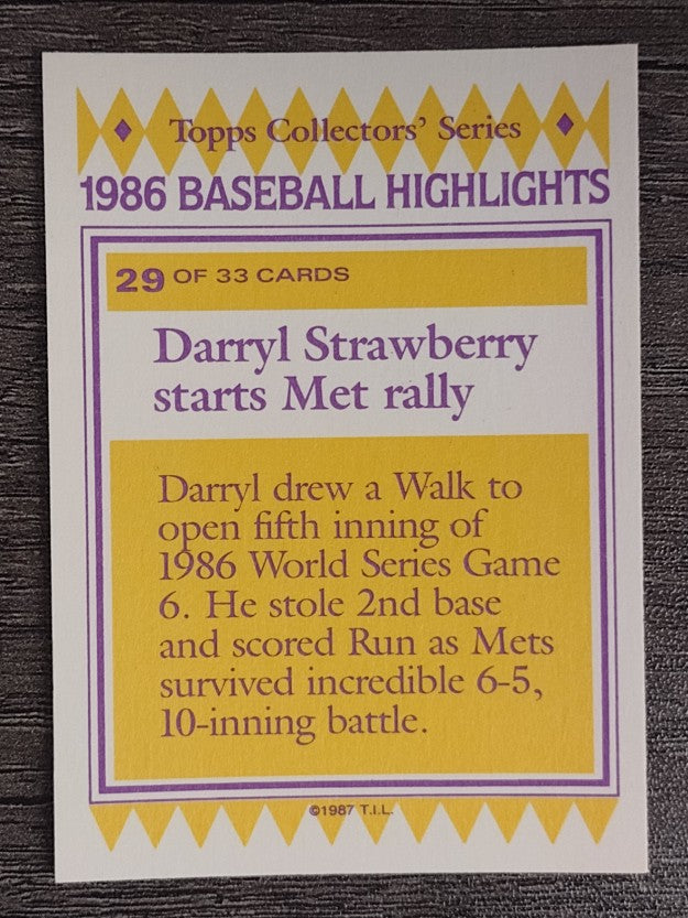 1987 Woolworth's Topps #29 Darryl Strawberry