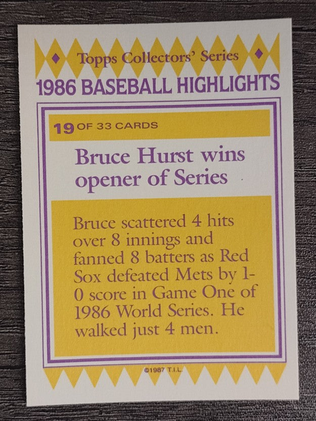 1987 Woolworth's Topps #19 Bruce Hurst