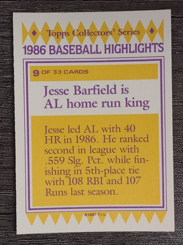 1987 Woolworth's Topps #9 Jesse Barfield