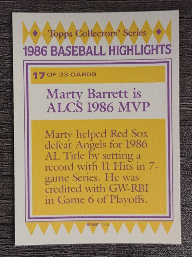 1987 Woolworth's Topps #17 Marty Barrett