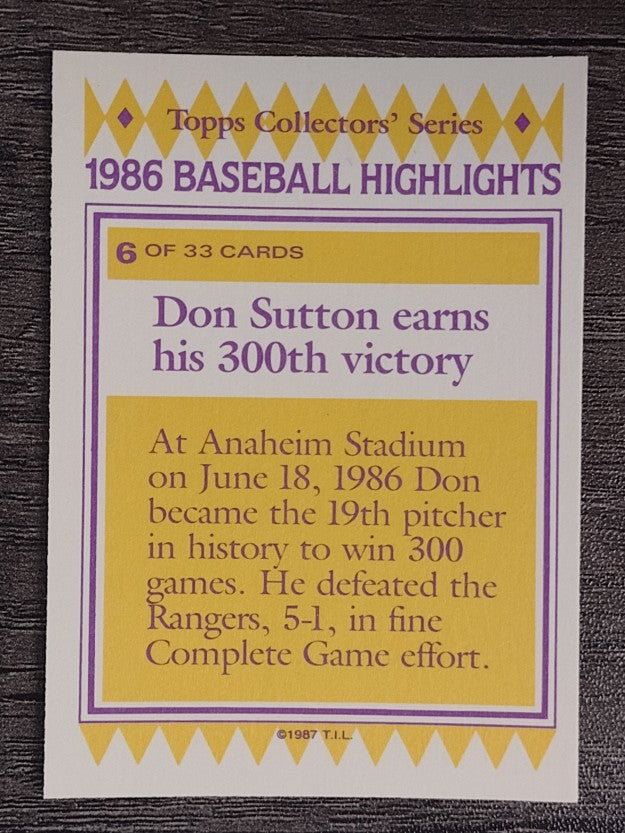 1987 Woolworth's Topps #6 Don Sutton
