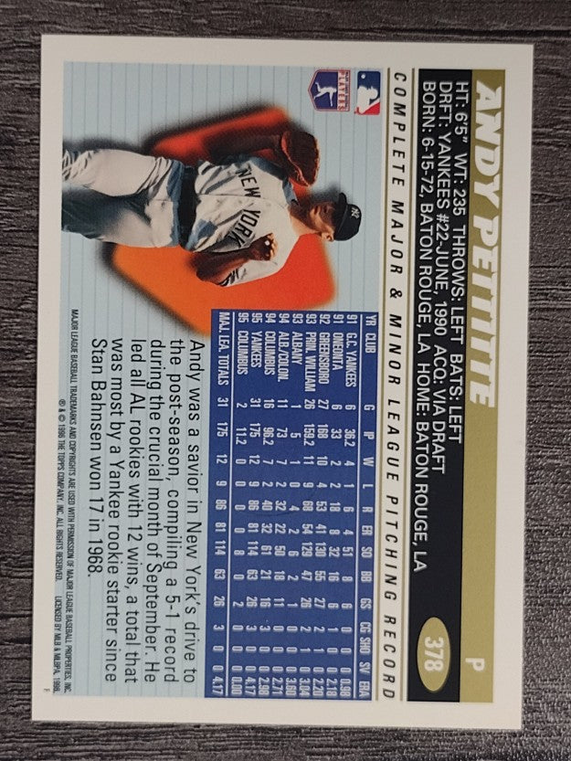 1996 Topps #378 Andy Pettitte