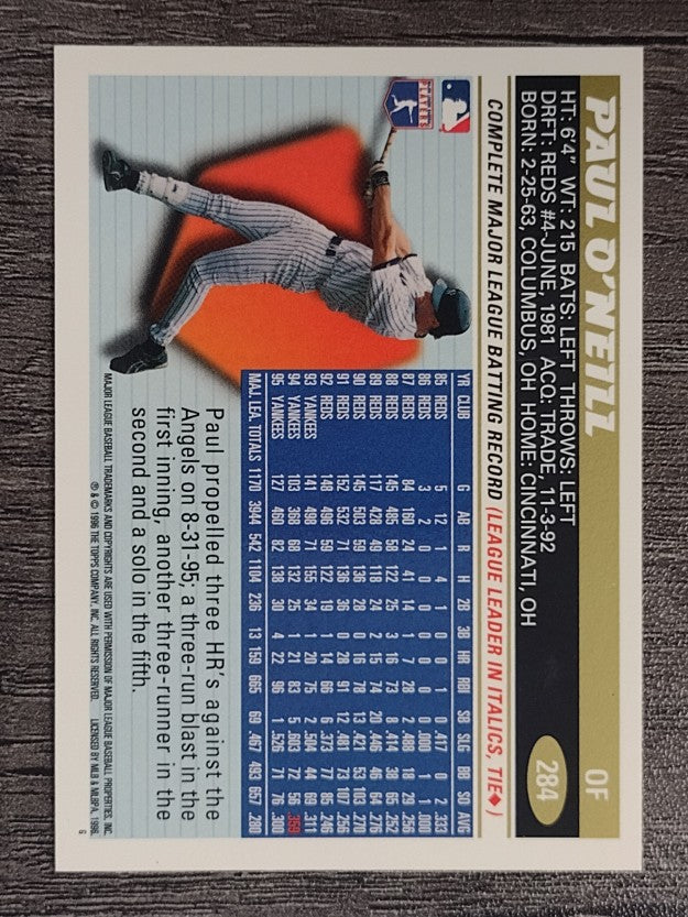 1996 Topps #284 Paul O'Neill