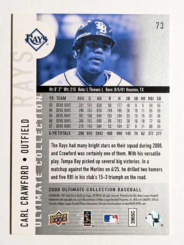 2008 Ultimate Collection #73 Carl Crawford