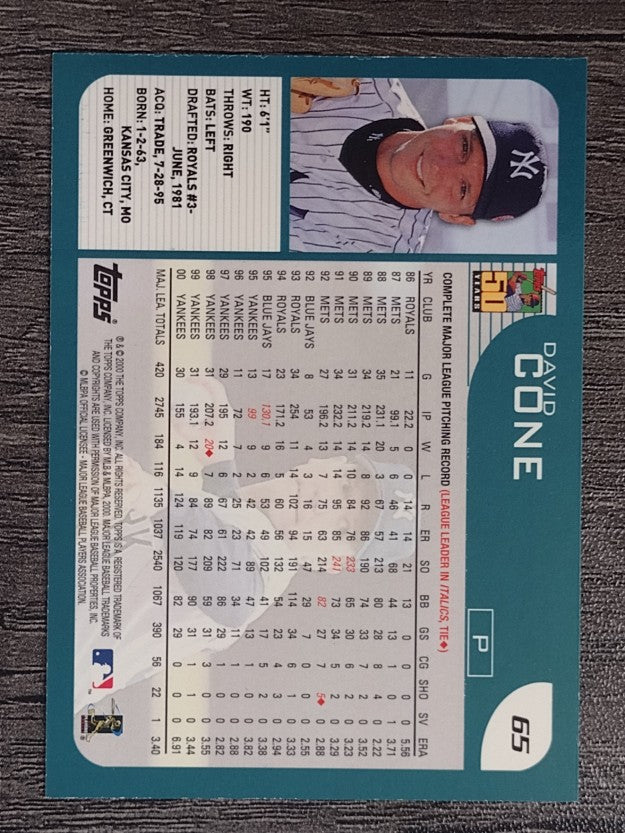2001 Topps #65 David Cone
