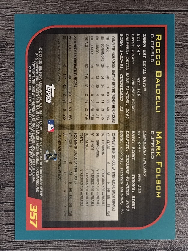 2001 Topps #357 Mark Folsom RC/Rocco Baldelli