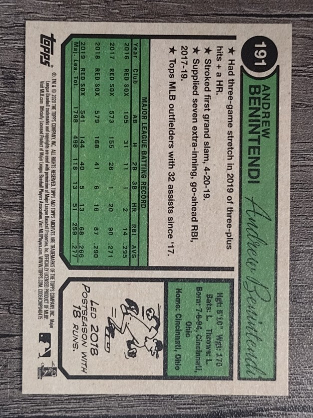 2020 Topps Archives #191 Andrew Benintendi