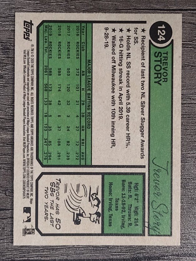 2020 Topps Archives #124 Trevor Story