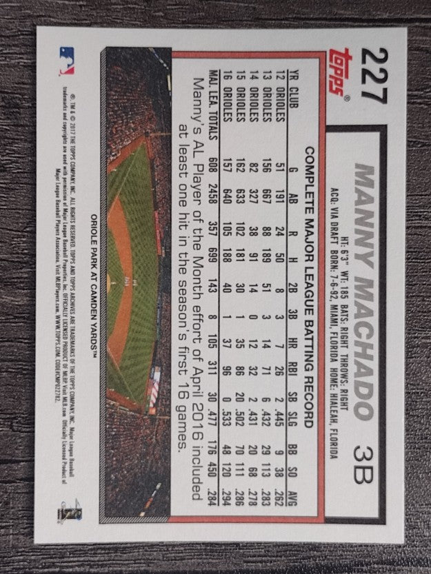 2017 Topps Archives #227A Manny Machado