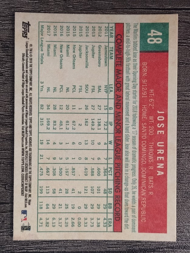 2018 Topps Archives #48 Jose Urena