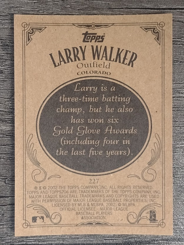2002 Topps 206 #227A Larry Walker Grey Jsy