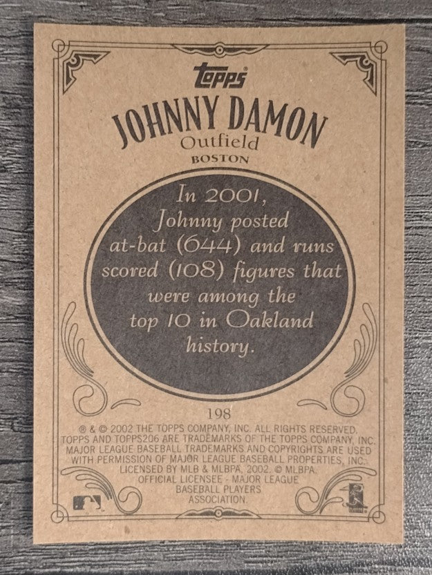 2002 Topps 206 #198A Johnny Damon Blue Jsy/Cap