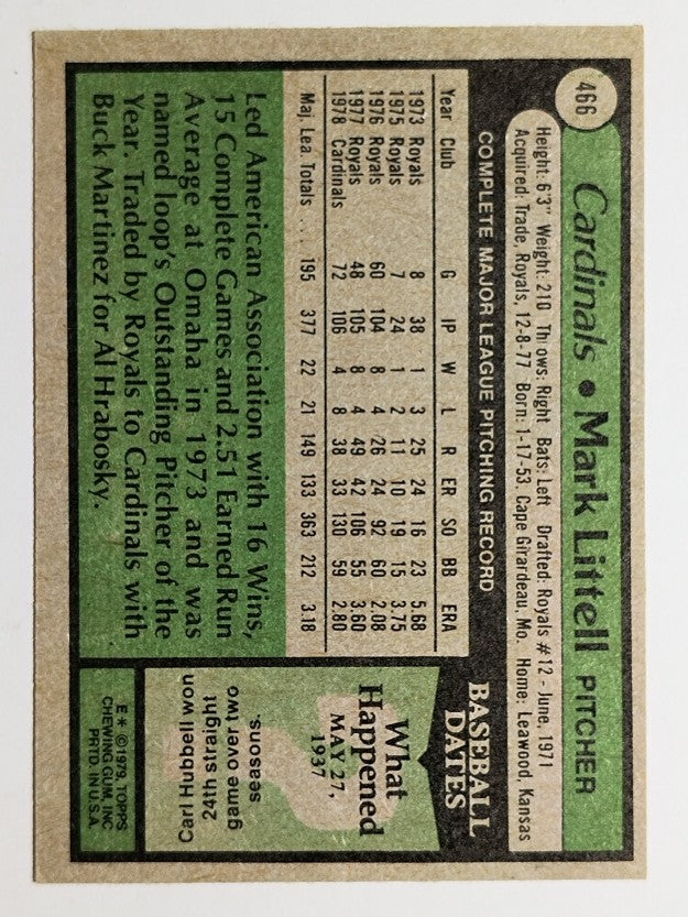 1979 Topps #466 Mark Littell (EX)
